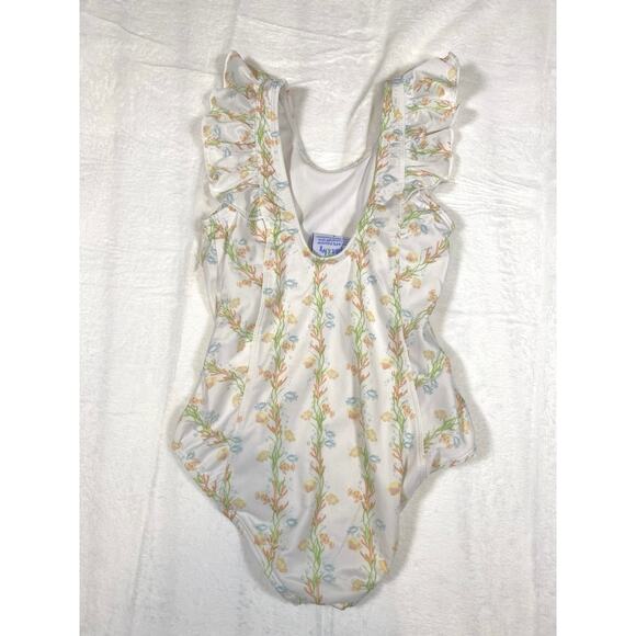 Eyelet & Ivy One Piece Fish and Floral Ruffle Straps White Size 5 Swimsuit - Picture 2 of 5